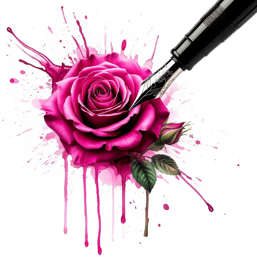 Иллюстрация автора: роза цвета фуксии