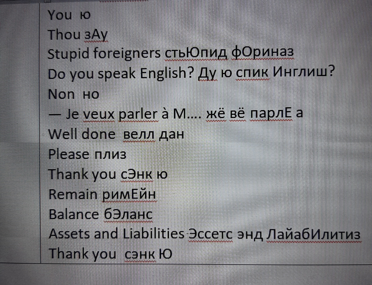 Часть моей таблицы с ударениями