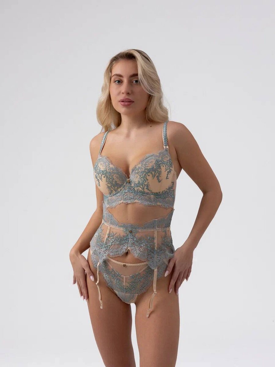 Бюстократия Мираж пуш-ап бра бежево-голубой / Skin/Blue
