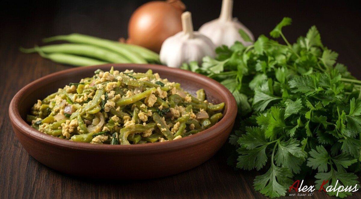 И как я обещал "два в одном"! Фактически это лобио с зеленью, и даже яйцом, орехом, чесноком и прочими делами. Приятного аппетита всем!