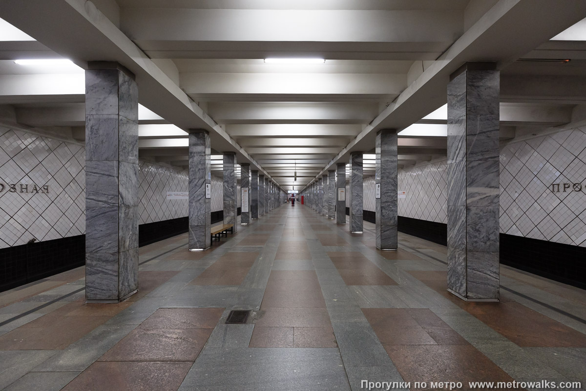 Профсоюзная. Из оформления здесь плитка под градусом 45 градусов и пол.