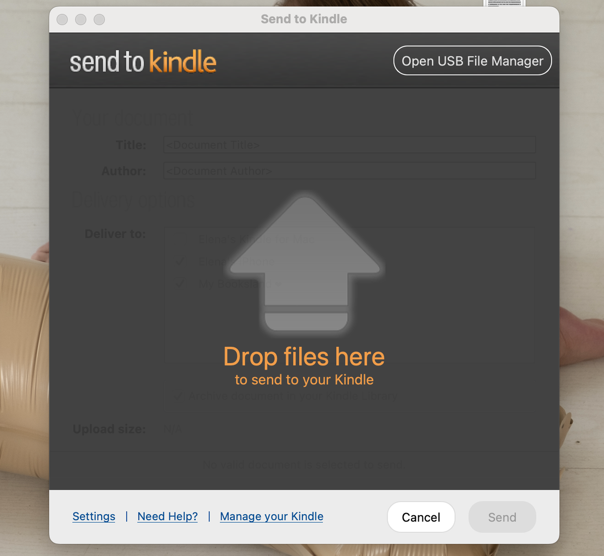 Приложение для загрузки книг (просто перетащить сюда файл и он появляется на ридере). 