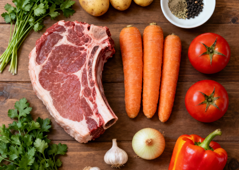 Примерный набор продуктов для шурпы (лука берем больше)