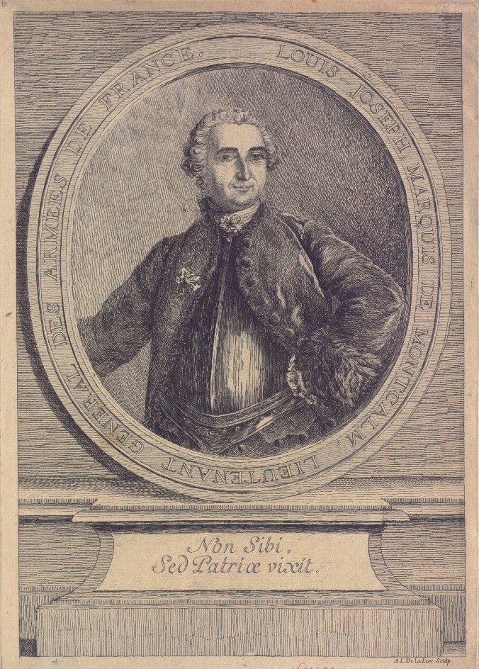 Портрет Монкальма с латинской надписью: “Он жил не для себя, а для Отечества”.