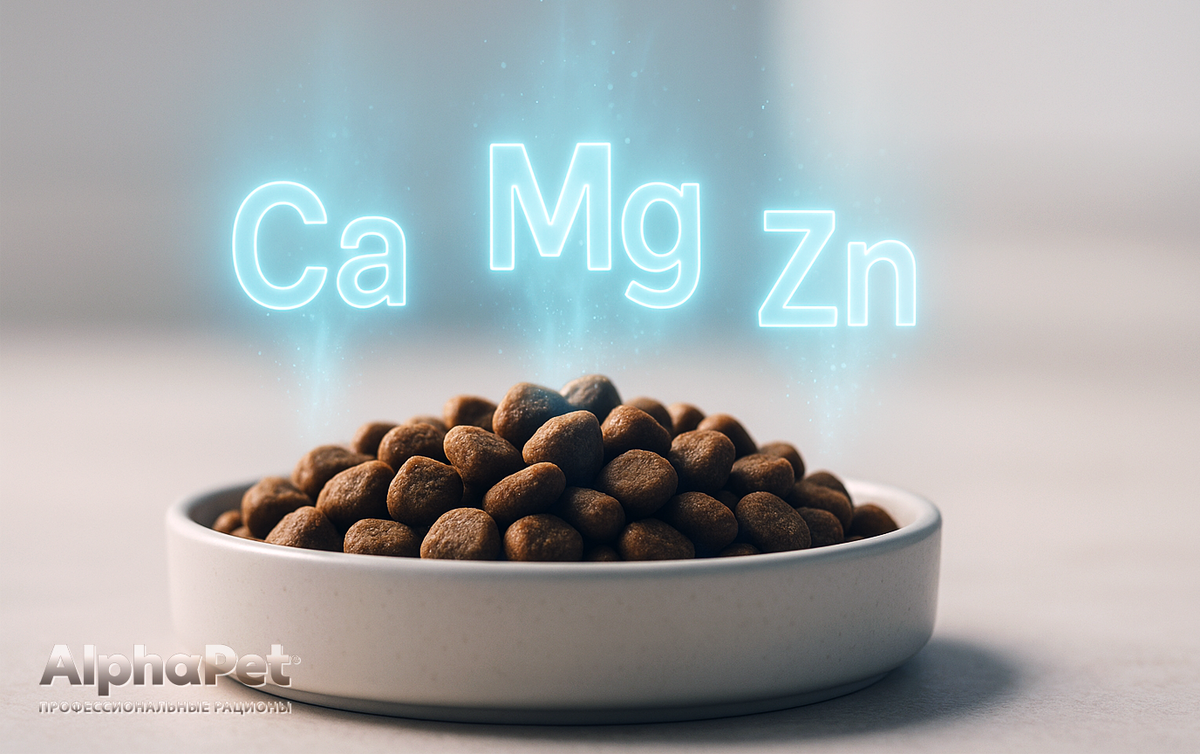 Минеральный «скелет» корма — и есть та самая «сырая зола» / Изображение: AlphaPet