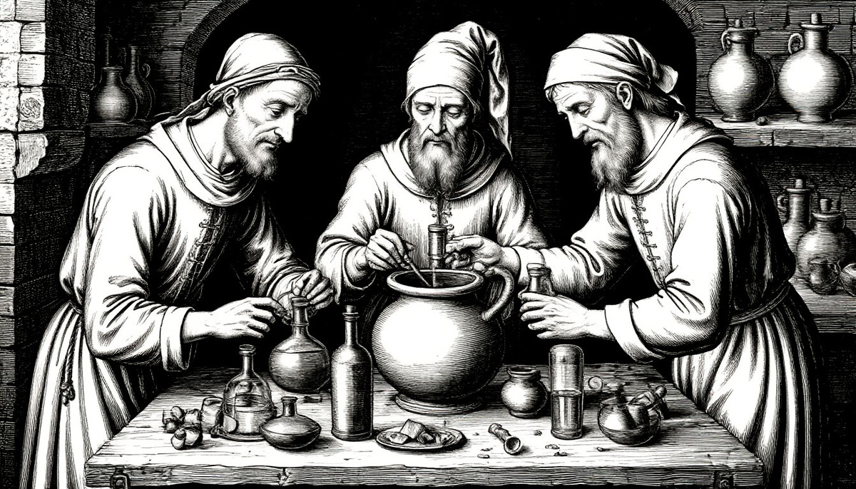 Происхождение термина «eau-de-vie» связано со средневековыми попытками алхимиков создать напиток для вечной жизни