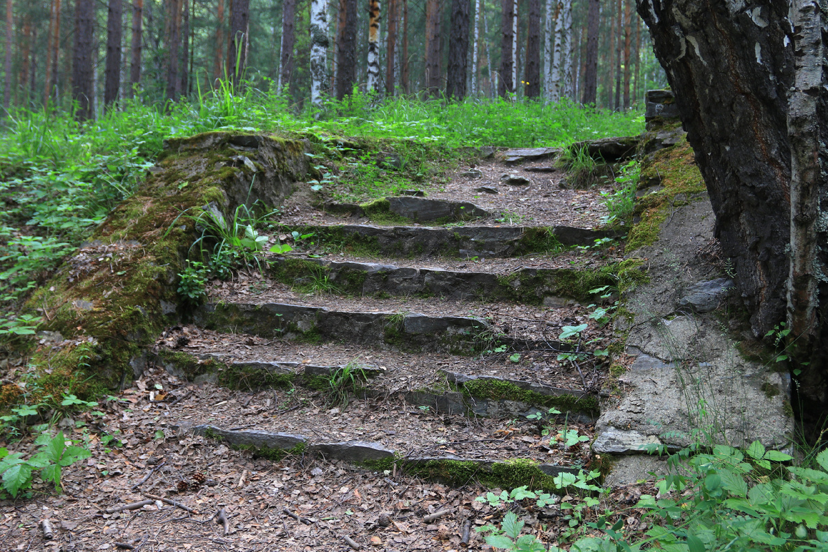 Каменные лестницы, ведущие по горному склону к Французской горке
