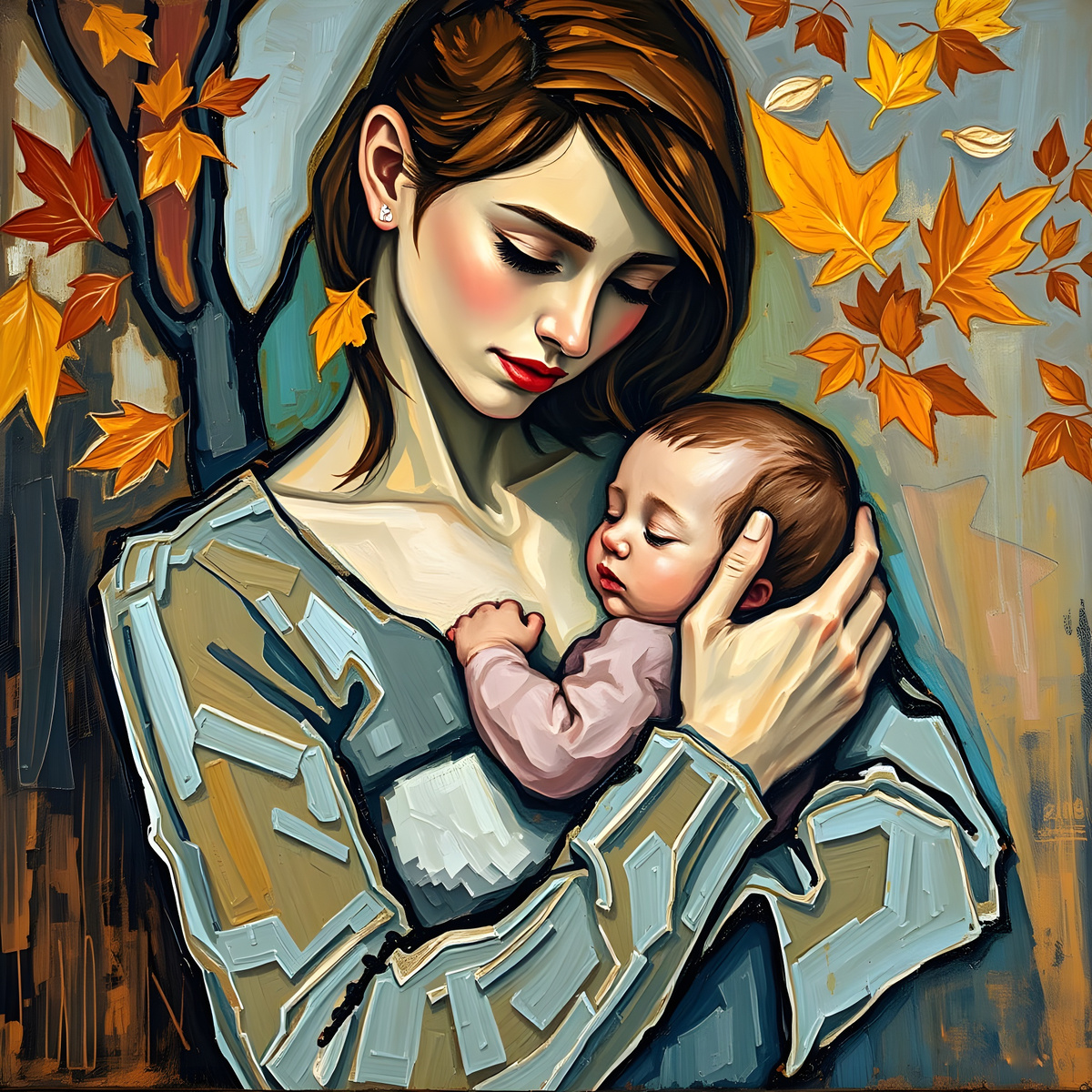 Осенняя идиллия. Иллюстрация создана с помощью нейросети Flux Schnell и программы Photoshop.