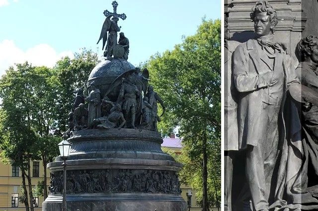 Скульптура Карла Брюллова на памятнике "Тысячелетняя Россия" в Великом Новгороде. Фотография из открытых источников Яндекса