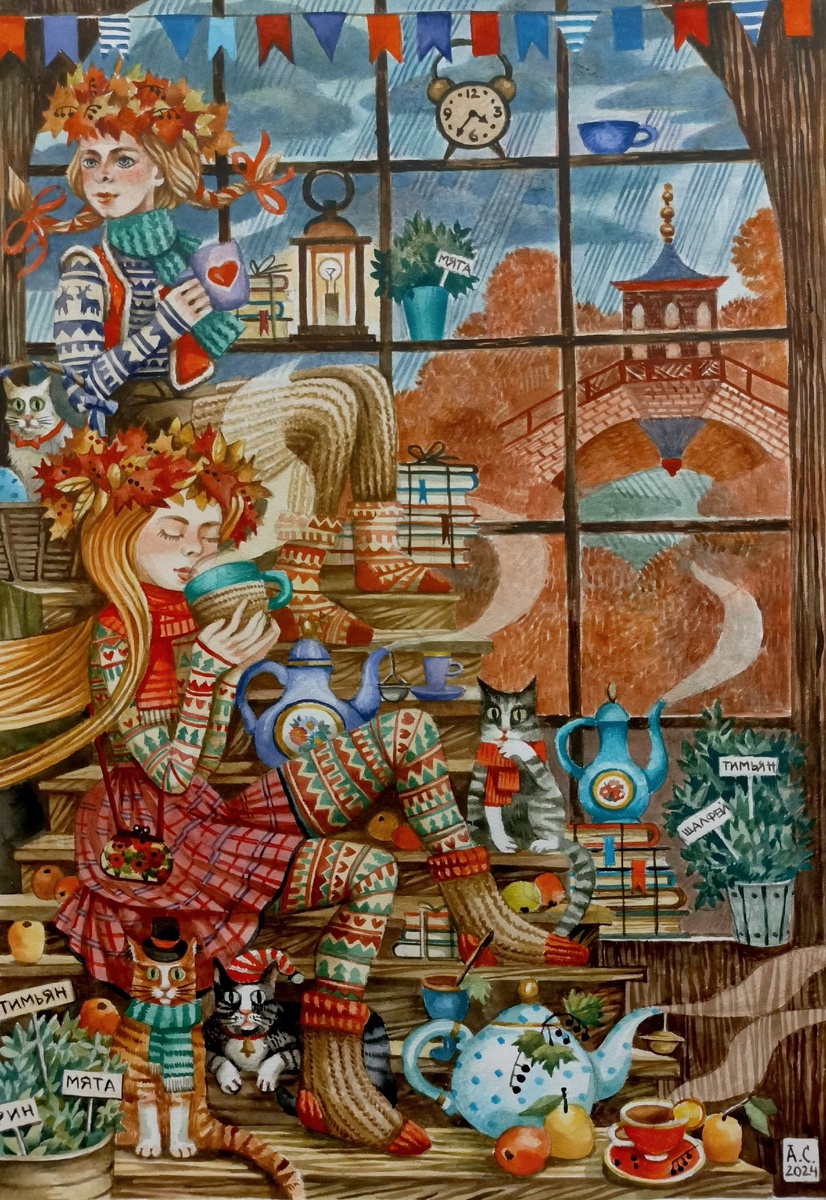 © Александра Сперанская. Октябрь. Иллюстрация к «Царскосельскому календарю». 