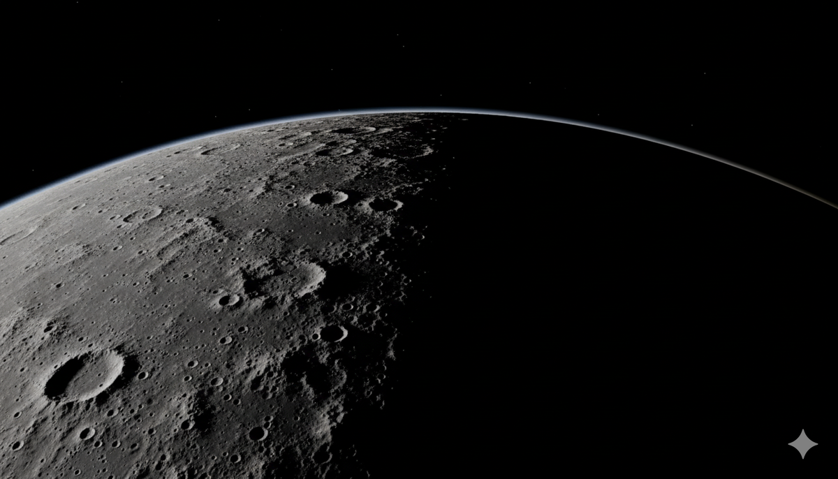 Освещённая и теневая стороны Луны — контраст температур в космосе