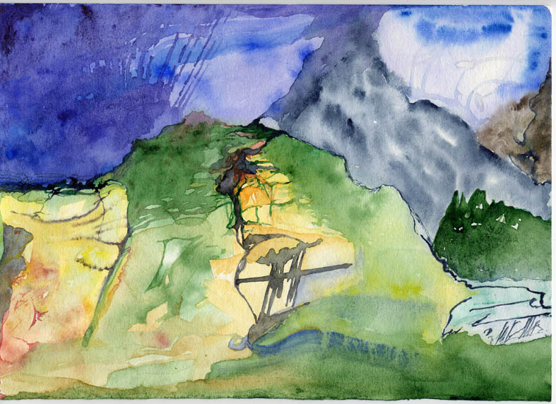 Непальские Гималаи. Акварель автора, 2004 год.