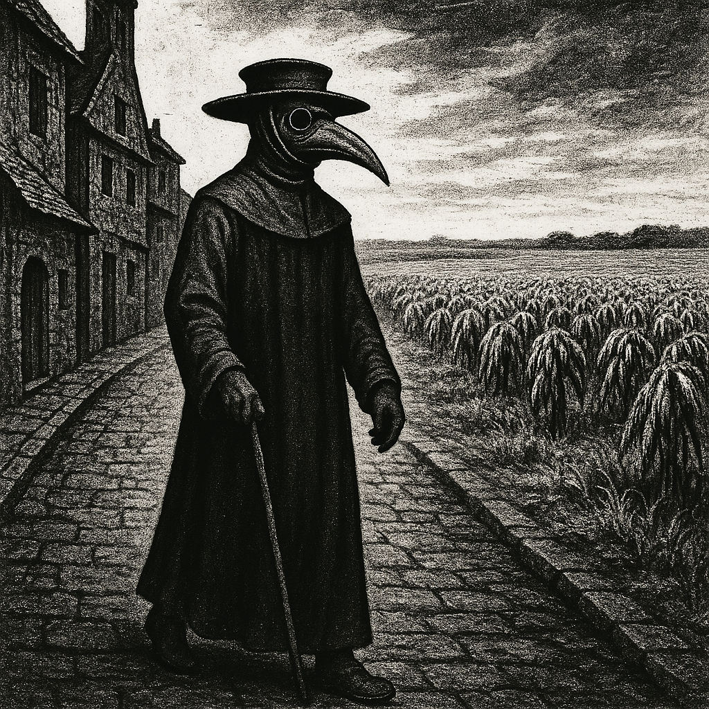 Пустынные улицы, тишина, прерванная лишь скрипом телеги с телами — так Европа узнала, что прежний порядок мертв. Фигура чумного доктора стала символом беспомощности власти перед лицом общей трагедии.