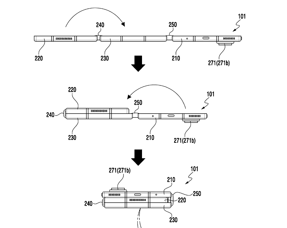    В патентах Samsung нашли анонсированную тройную раскладушку