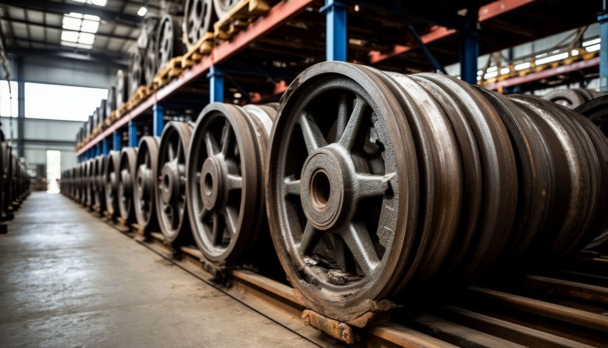 Железнодорожные колеса на складе 