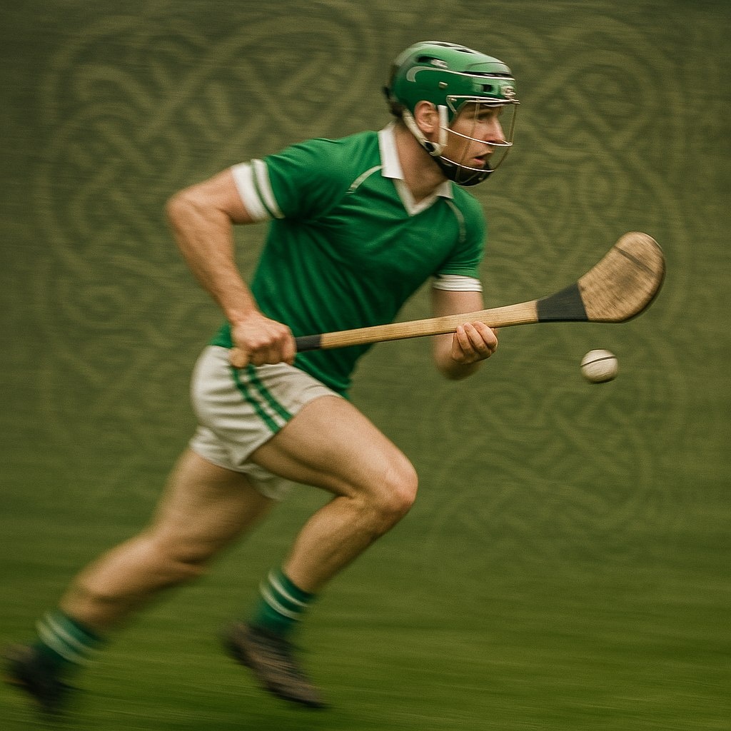 Мгновение из современного хёрлинга: скорость, напор и виртуозное владение клюшкой-хёрли.