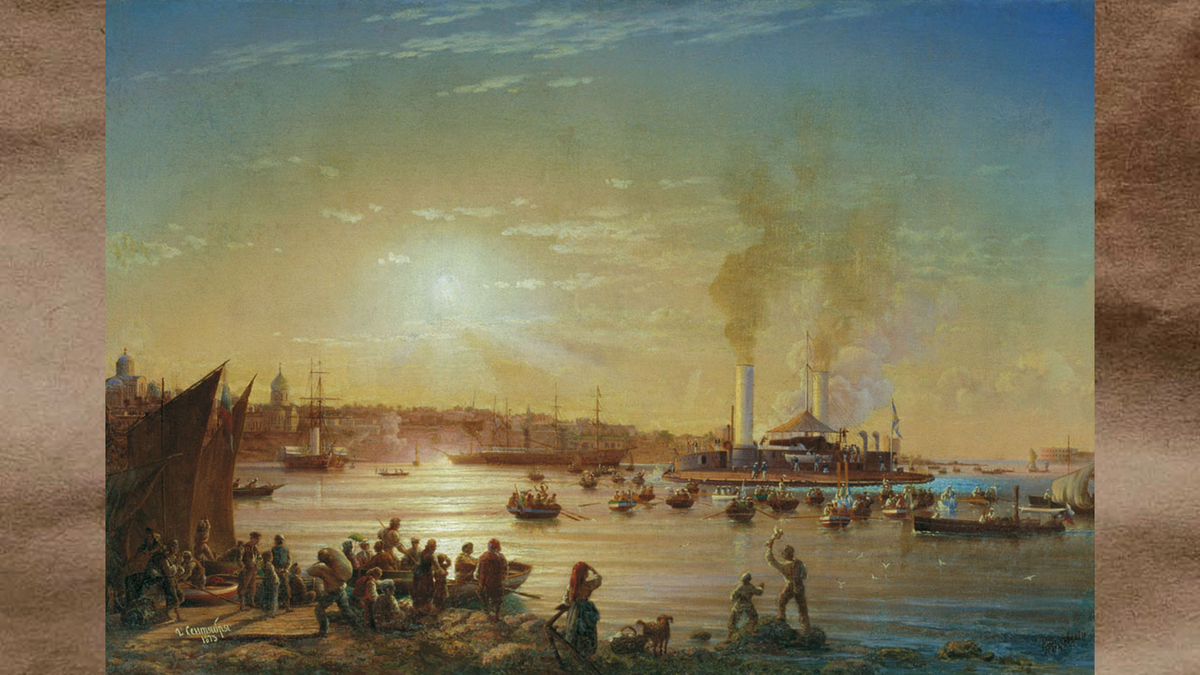 Картина «Прибытие поповки «Новгород» в Севастополь. 1873 год», Николай Павлович Красовский