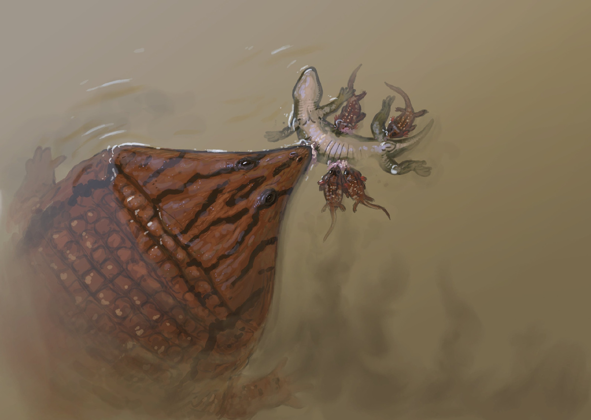 Уруйелла и её отпрыски поедают труп ящерки. Арт от Джошуа Кнуппе.