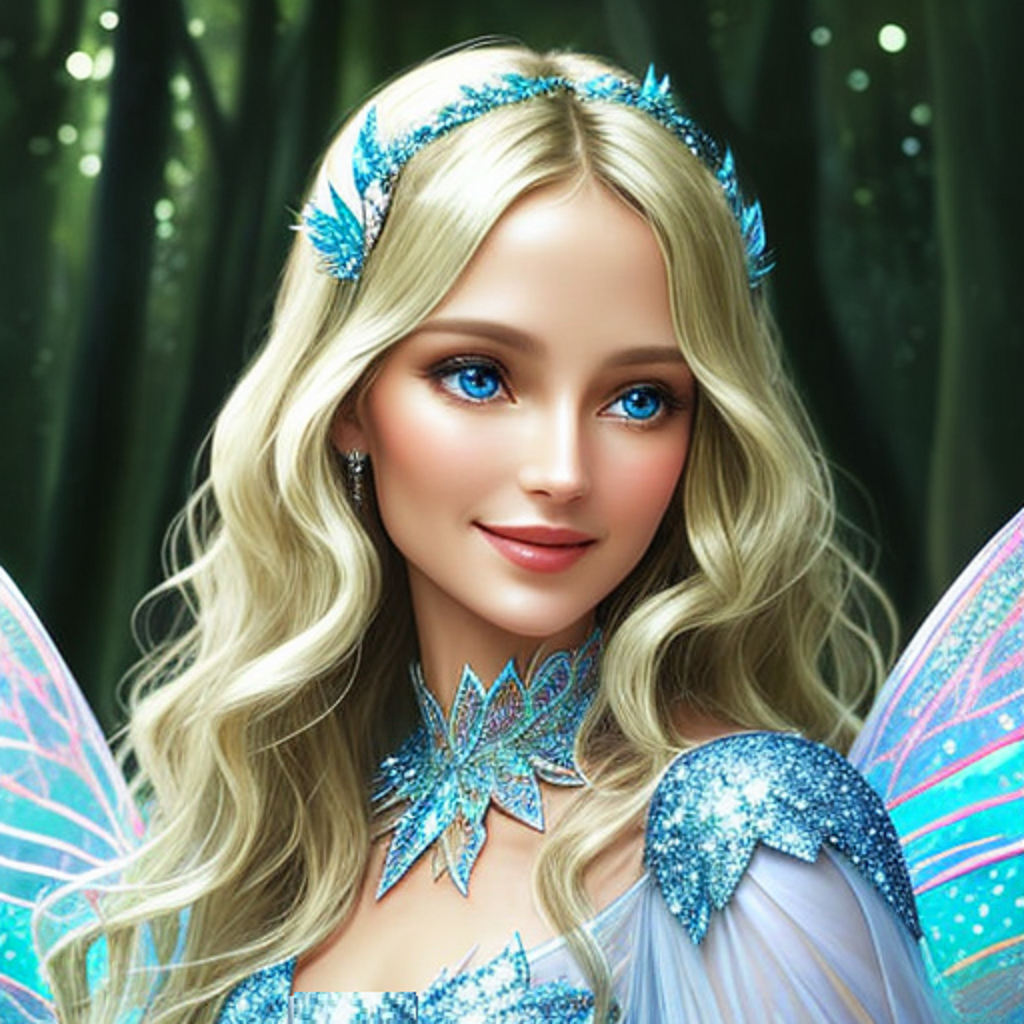 Мия - Цветочная фея. В галерее иллюстрации созданы нейросетью для онлайн генерации картинок dezgo.com.