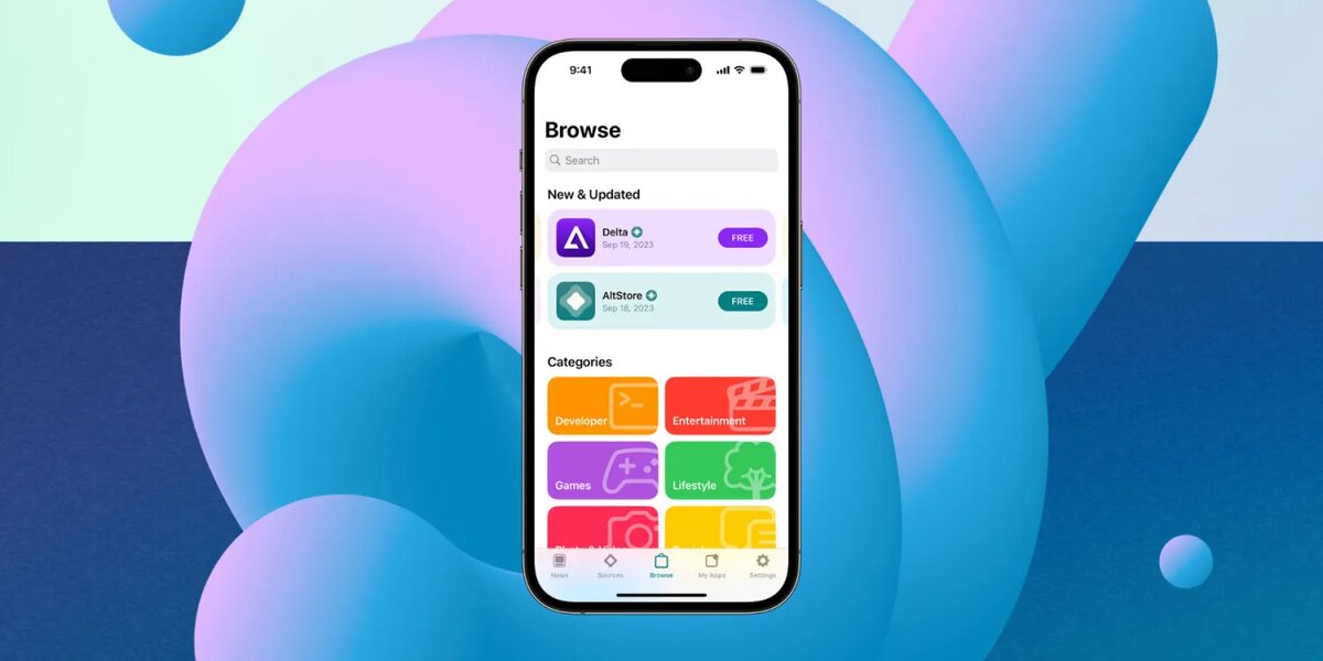 интерефейс альтернативного магазина для iOS AltStore