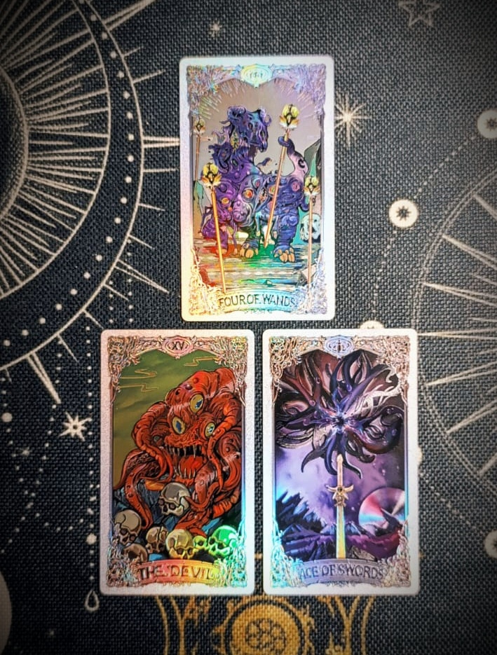 4 жезлов + Д*яво* + Туз мечей