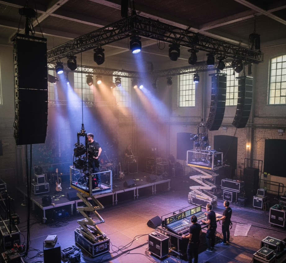 бэкстейдж с технической подготовки мероприятия