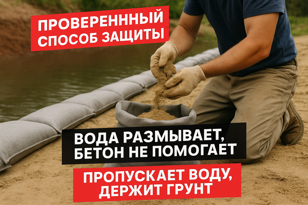 Вы заливаете бетон, возите камень, строите опалубку — а участок всё равно размывает. Водопропускающие мешки из геотекстиля решают задачу в 5-10 раз быстрее, не требуя тяжёлой техники и бригады на неделю. Наполнил песком или грунтом на месте, уложил — работает сразу.