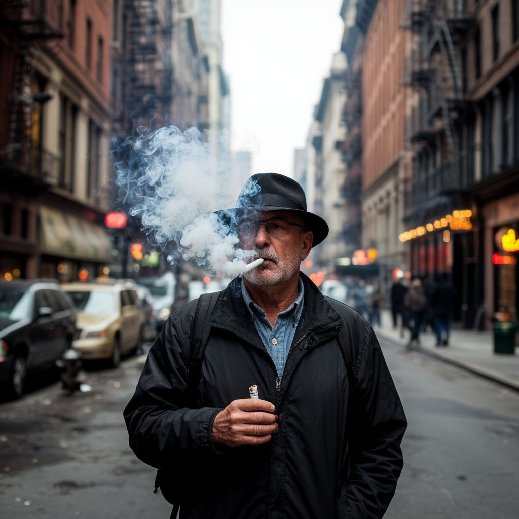 Курильщик в городе