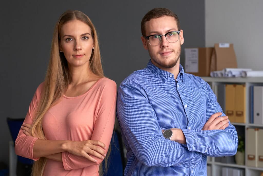 Potrait of confident business team looking at camera