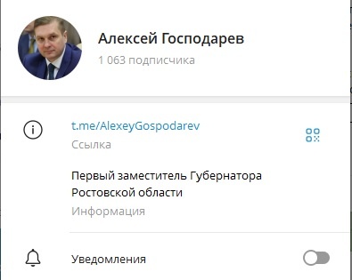    Скрин информации о канале Алексея Господарева Редактор