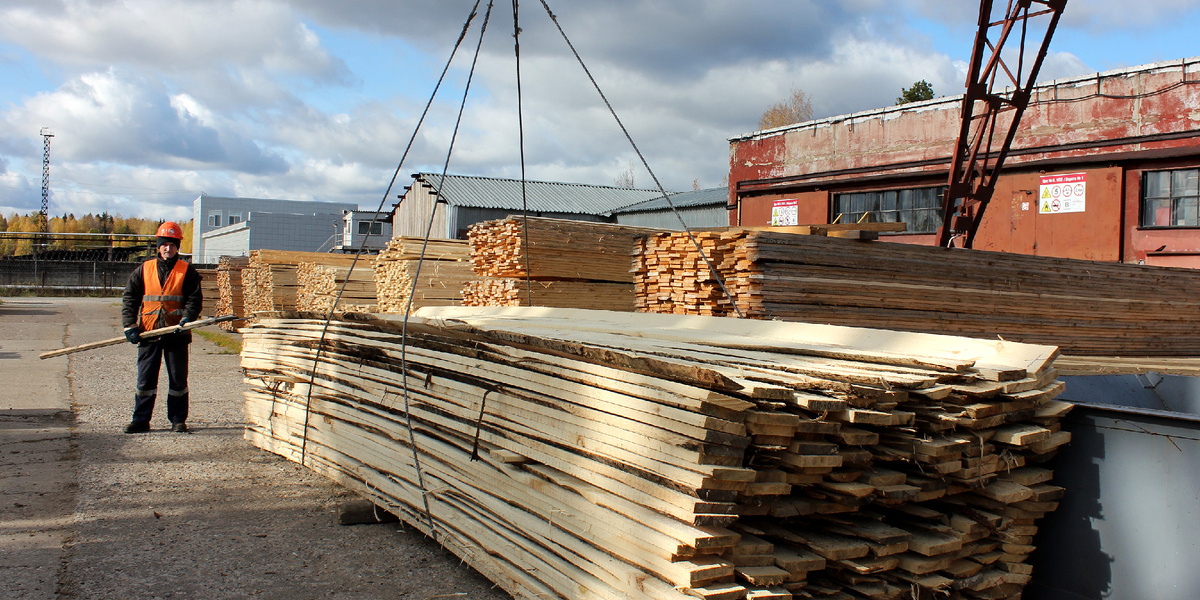 Грузчик участка лесопиления А. В. Белов