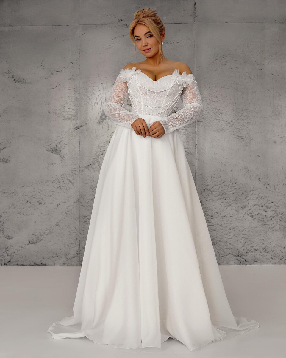 Романтичное платье А-силуэта с кружевным лифом MIRONO'VA KSENIA COLLECTION