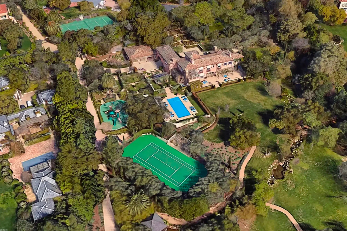Поместье Меган Маркл и Принца Гарри в Монтесито. Вид сверху.