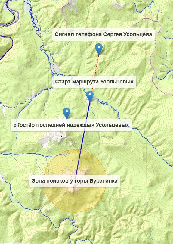    Карта поисков семьи Усольцевых Фото: Соцсети