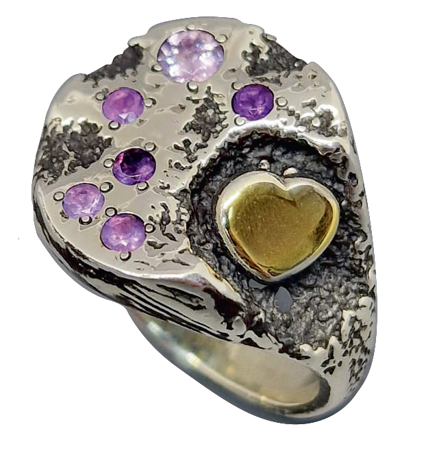 Кольцо, аметист, серебро