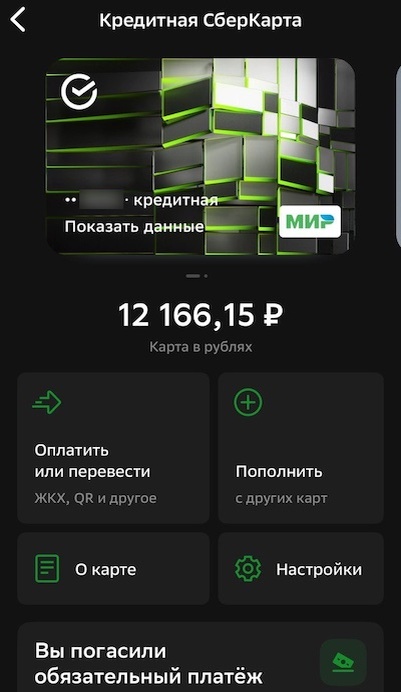Так минималистично выглядит интерфейс в мобильном приложении "Сбера".