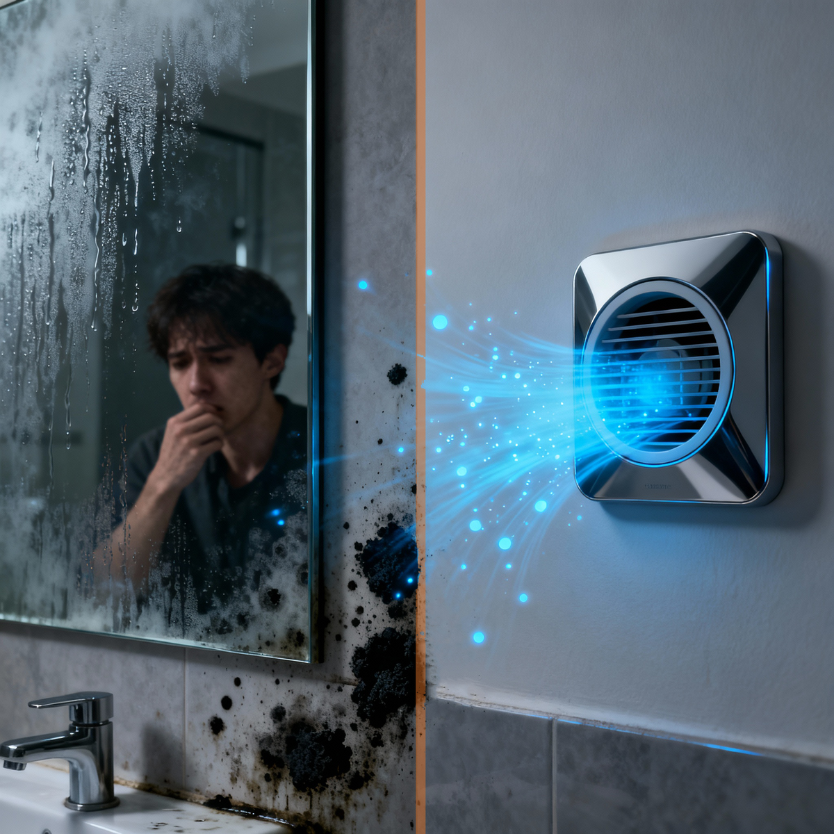 Проблема с вентиляцией влечет за собой сырость в ванной