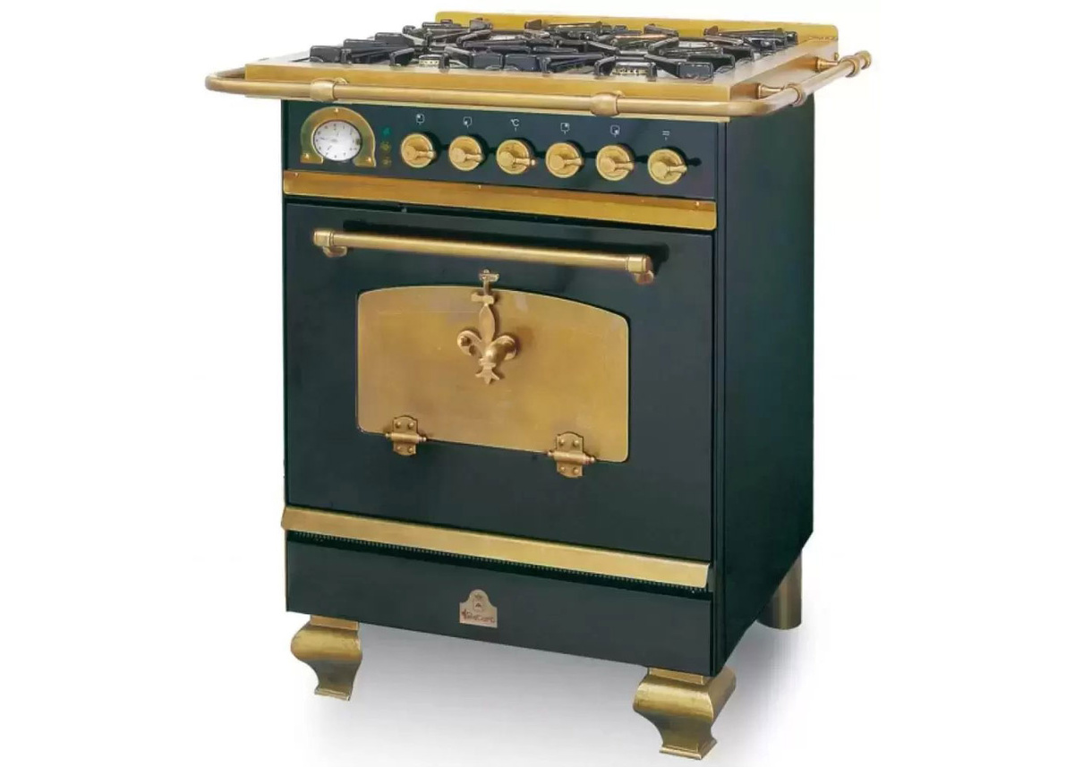Современная газовая плита ретро-дизайна. Срок прибора определяют не по внешнему виду, а по заводским документам.  Источник изображения: hausdorf.ru