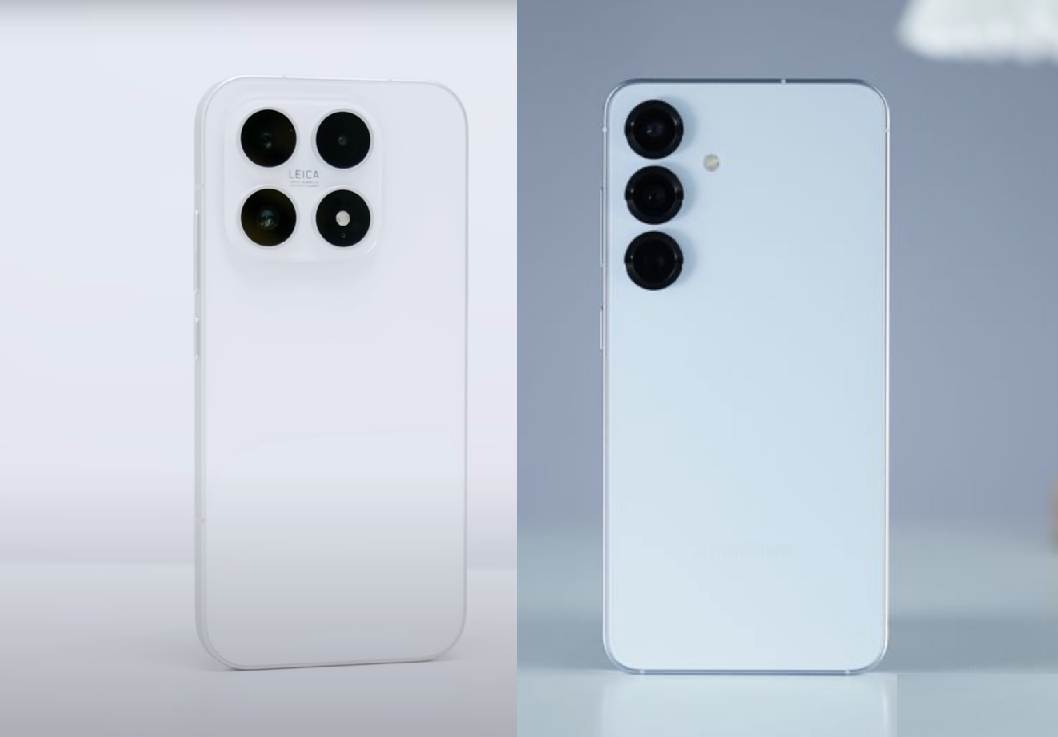 Xiaomi 17 слева и Samsung Galaxy S25 справа