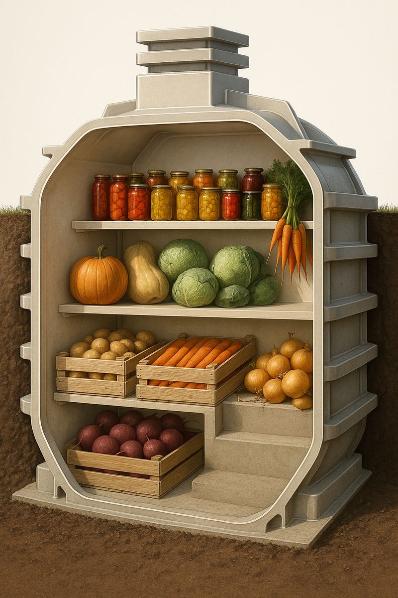 ИИ изображение от компании Экопрома на тему пластикового погреба