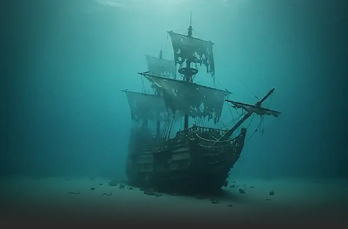 Пропавший корабль на дне моря
