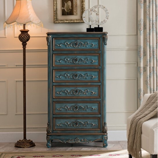 Комод Cilan, 6 ящиков, античный синий
