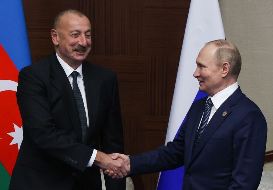    Президент РФ Владимир Путин и президент Азербайджана Ильхам Алиев / Источник: © Вячеслав Прокофьев/ТАСС