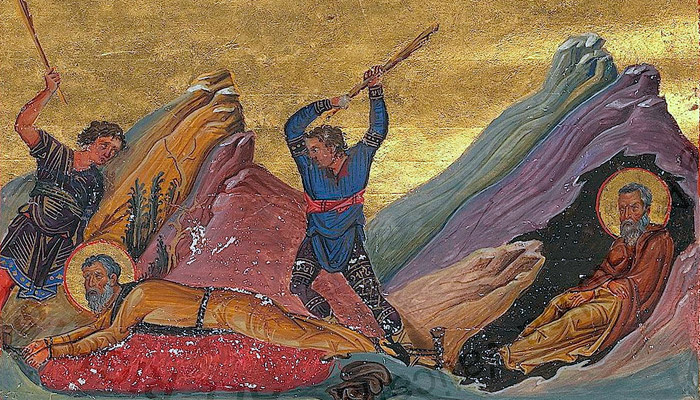 Мучения прп. Харитона Исповедника (византийская миниатюра, X век). Фото: wikipedia.org