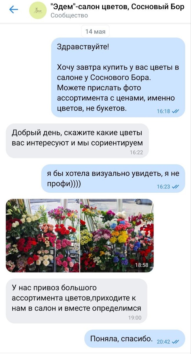 Скрин переписки