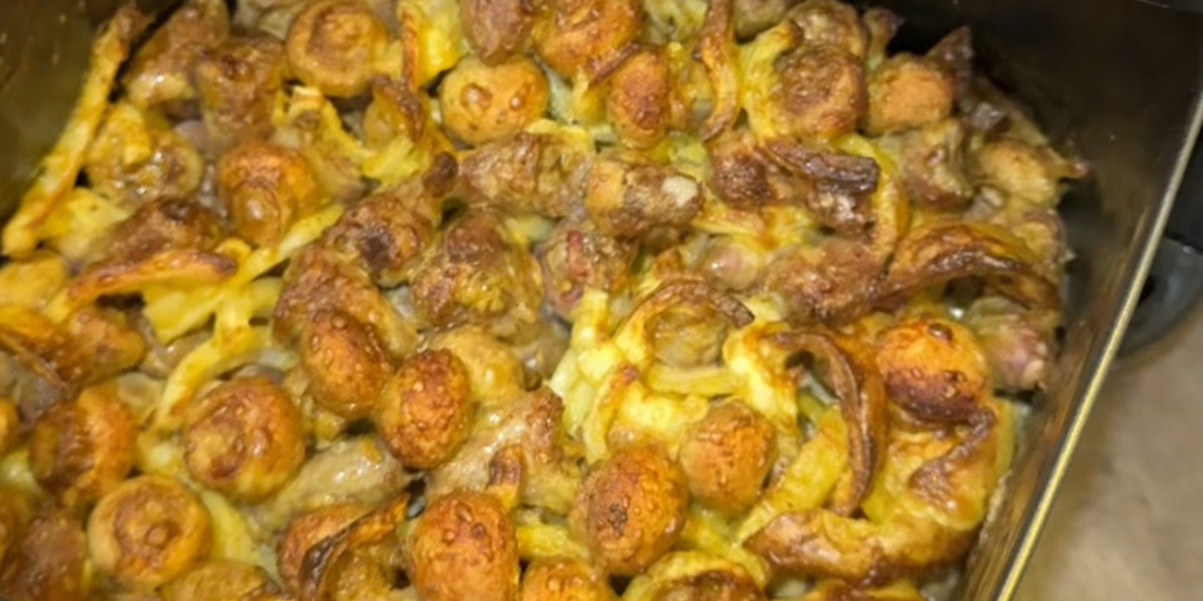 КУРИНЫЕ СЕРДЕЧКИ С ГРИБАМИ