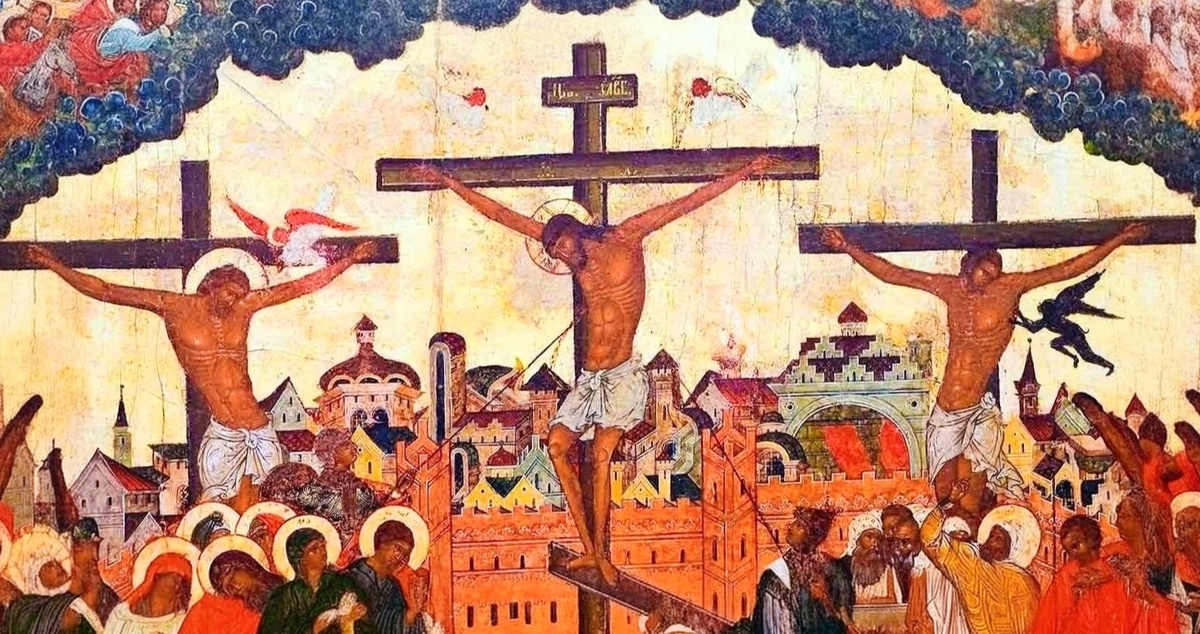 Распятие Иисуса Христа. Икона. Автор: Андрей Рублев.