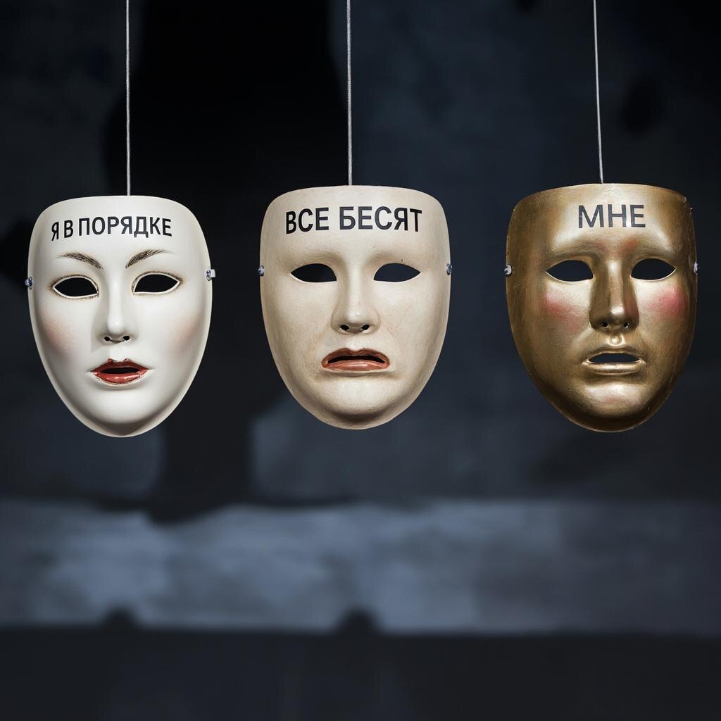 Выгорание носит маски. Сначала мы надеваем улыбку «я справлюсь», потом — маску раздражения «меня все бесит», а в конце — маску пустоты «мне уже все равно». Узнаете себя на одной из них?