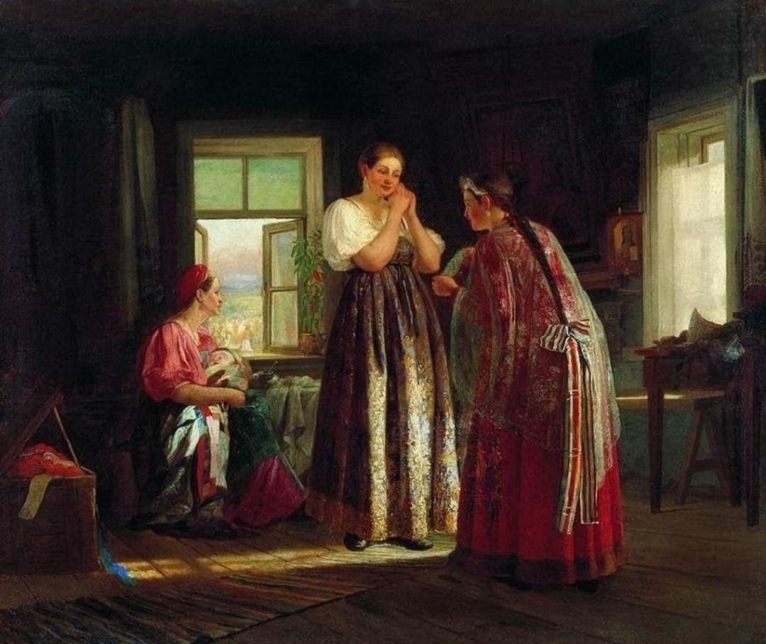 Василий Максимов картина «Сборы на гулянье», 1881 год 