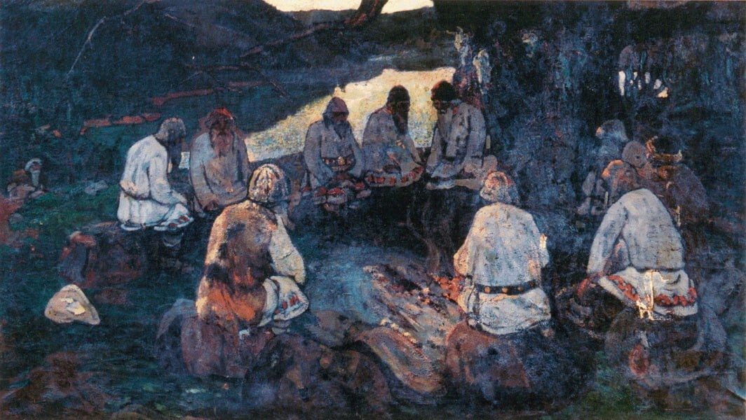 Николай Рерих. «Сходятся старцы» (1898). Частная коллекция